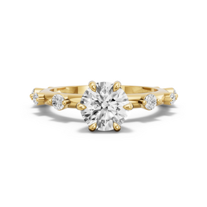 Image for Round Six Prong diamond Ring with Floating Station band in 14K Yellow Gold