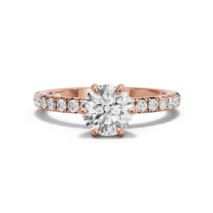 Image for Round Six Prong diamond Ring with French Pave band in 14K Rose Gold