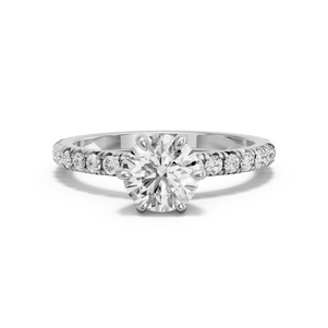 Image for Round Six Prong diamond Ring with French Pave band