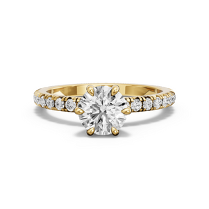 Image for Round Six Prong diamond Ring with French Pave band