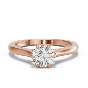Image for Round Six Prong diamond Ring with Knife Edge Cathedral band