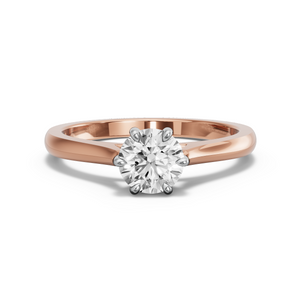 Image for Round Six Prong diamond Ring with Knife Edge Cathedral band