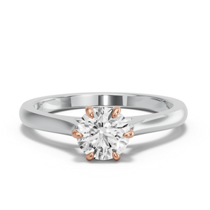 Image for Round Six Prong diamond Ring with Knife Edge Cathedral band