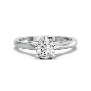 Image for Round Six Prong diamond Ring with Knife Edge Cathedral band