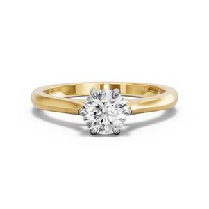 Image for Round Six Prong diamond Ring with Knife Edge Cathedral band