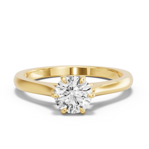 Image for Round Six Prong diamond Ring with Knife Edge Cathedral band