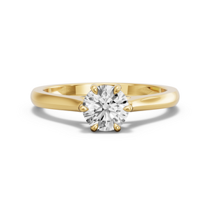Image for Round Six Prong diamond Ring with Knife Edge Cathedral band in 14K Yellow Gold