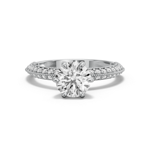 Image for Round Six Prong diamond Ring with Knife Edge Pave band