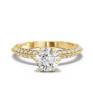 Image for Round Six Prong diamond Ring with Knife Edge Pave band