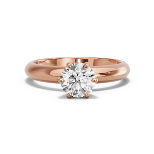 Image for Round Six Prong diamond Ring with Knife Edge Solitaire band in 18K Rose Gold
