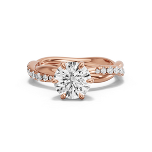 Image for Round Six Prong diamond Ring with Rope Pave band