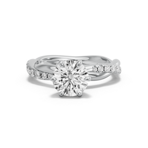 Image for Round Six Prong diamond Ring with Rope Pave band