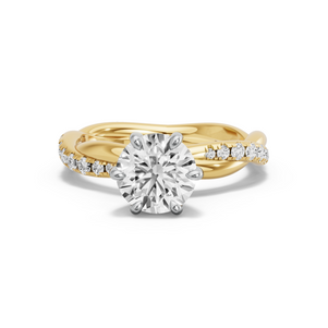 Image for Round Six Prong diamond Ring with Rope Pave band