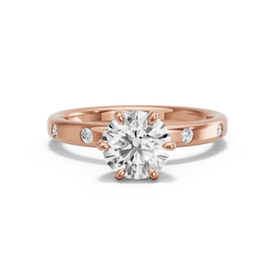 Image for Round Six Prong diamond Ring with Sleek Accent band
