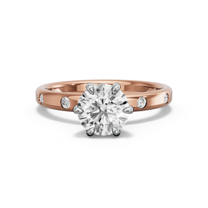 Image for Round Six Prong diamond Ring with Sleek Accent band