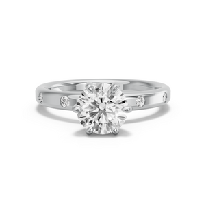 Image for Round Six Prong diamond Ring with Sleek Accent band