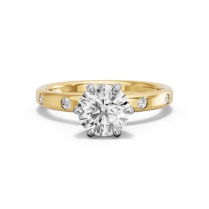 Image for Round Six Prong diamond Ring with Sleek Accent band