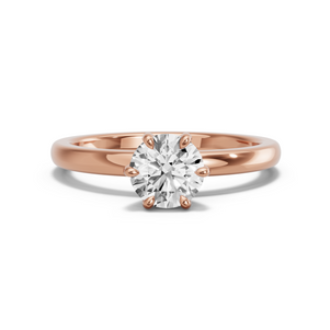 Image for Round Six Prong diamond Ring with Solitaire band in 18K Rose Gold