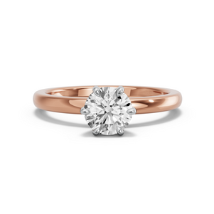 Image for Round Six Prong diamond Ring with Solitaire band in 18K Two Tone Rose Gold