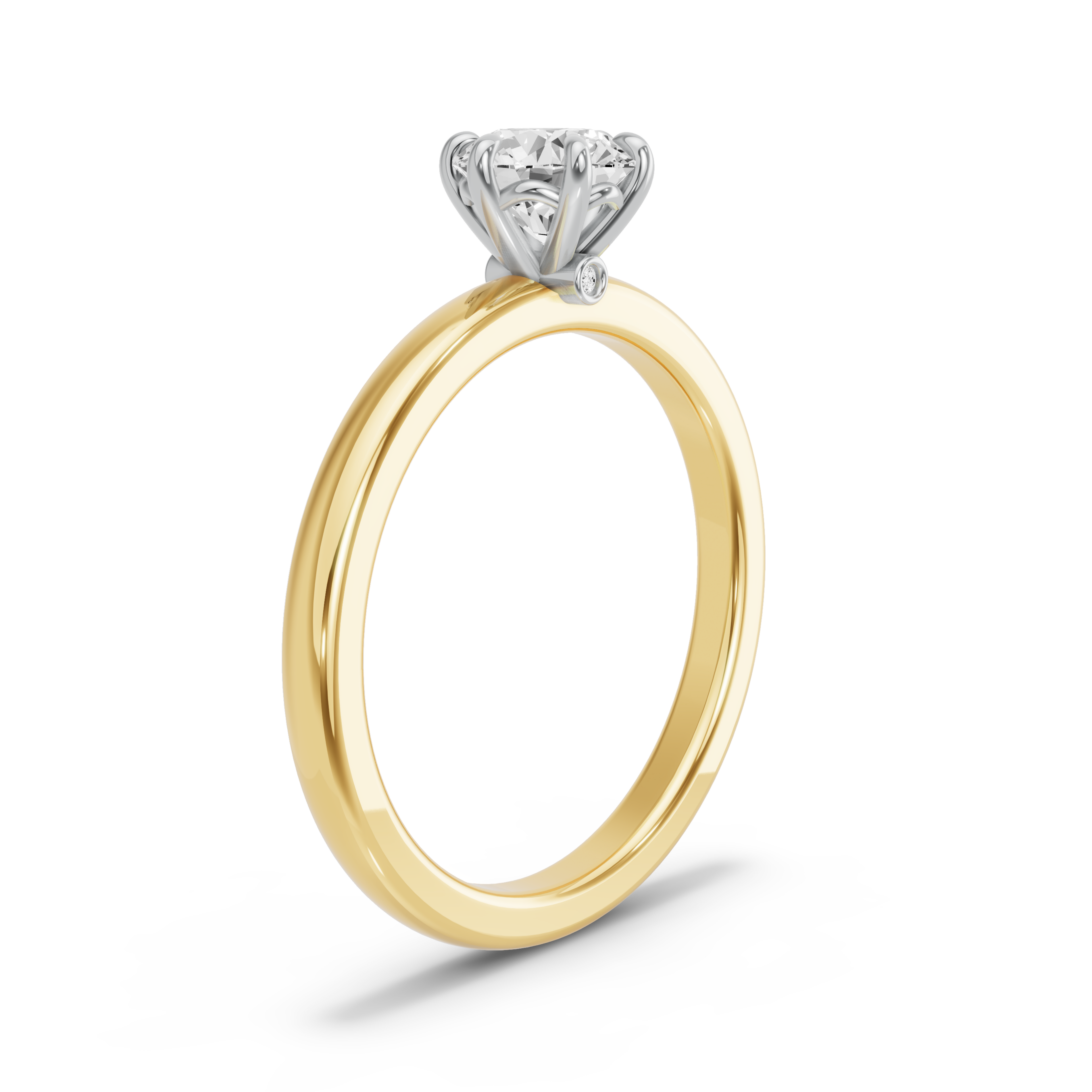 Image for Round Six Prong diamond Ring with Solitaire band in 10K Two Tone Yellow Gold
