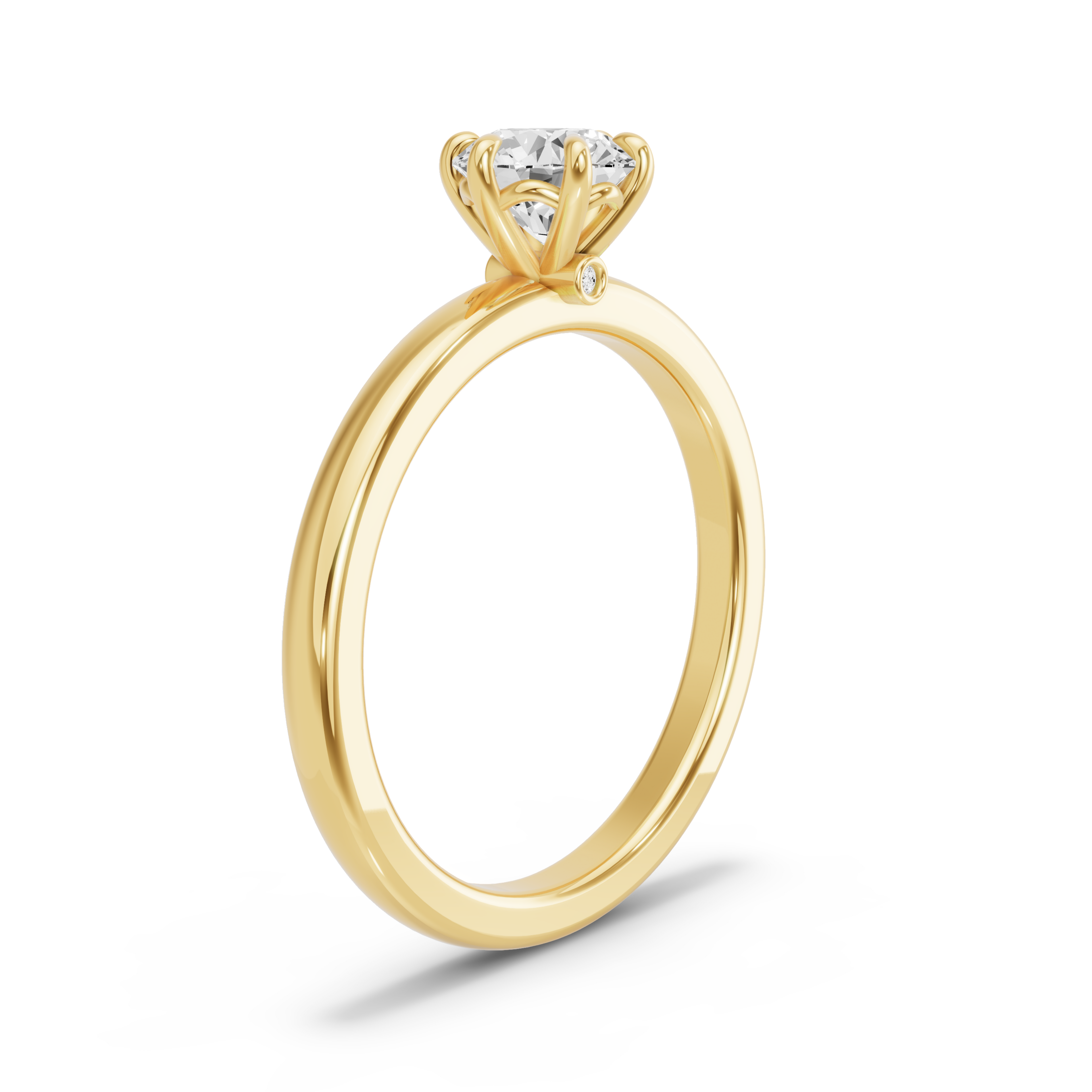 Image for Round Six Prong diamond Ring with Solitaire band in 10K Yellow Gold