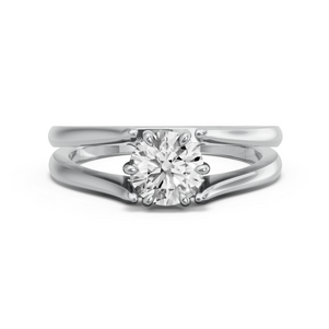 Image for Round Six Prong diamond Ring with Split Ring Solitaire band in 18K White Gold