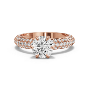 Image for Round Six Prong diamond Ring with Triple Row Pave band