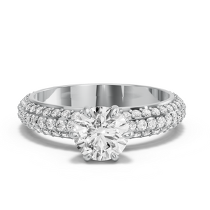 Image for Round Six Prong diamond Ring with Triple Row Pave band