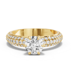 Image for Round Six Prong diamond Ring with Triple Row Pave band
