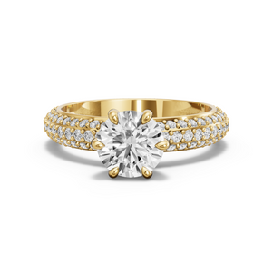 Image for Round Six Prong diamond Ring with Triple Row Pave band