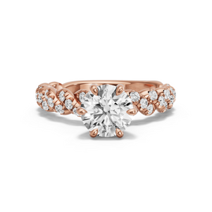 Image for Round Six Prong diamond Ring with Twist Pave band