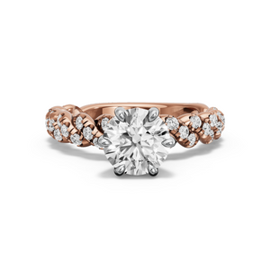 Image for Round Six Prong diamond Ring with Twist Pave band