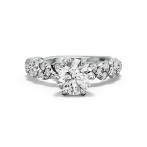 Image for Round Six Prong diamond Ring with Twist Pave band
