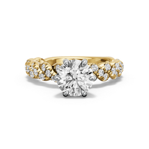 Image for Round Six Prong diamond Ring with Twist Pave band