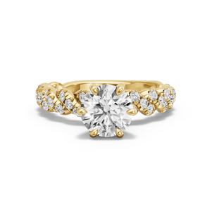 Image for Round Six Prong diamond Ring with Twist Pave band