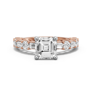 Image for Asscher Surprise diamond Ring with Alternating Baguette band