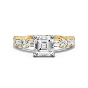 Image for Asscher Surprise diamond Ring with Alternating Baguette band