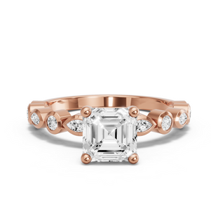 Image for Asscher Surprise diamond Ring with Alternating Marquise band