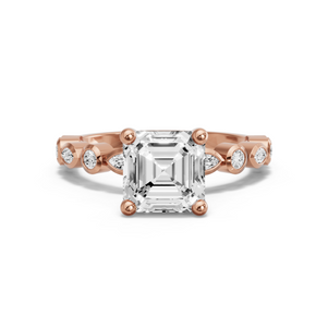 Image for Asscher Surprise diamond Ring with Alternating Marquise band in 14K Yellow Gold