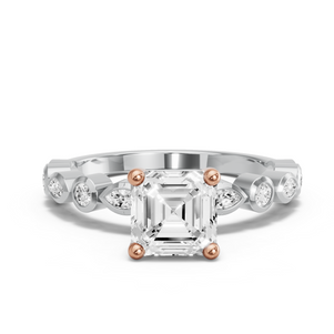 Image for Asscher Surprise diamond Ring with Alternating Marquise band