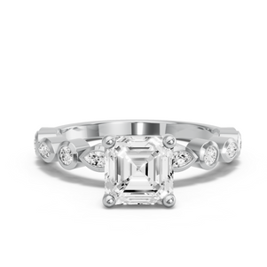 Image for Asscher Surprise diamond Ring with Alternating Marquise band