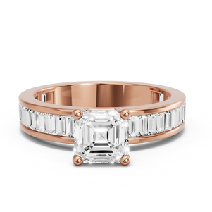 Image for Asscher Surprise diamond Ring with Baguette Channel band