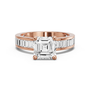 Image for Asscher Surprise diamond Ring with Baguette Channel band in 18K Yellow Gold