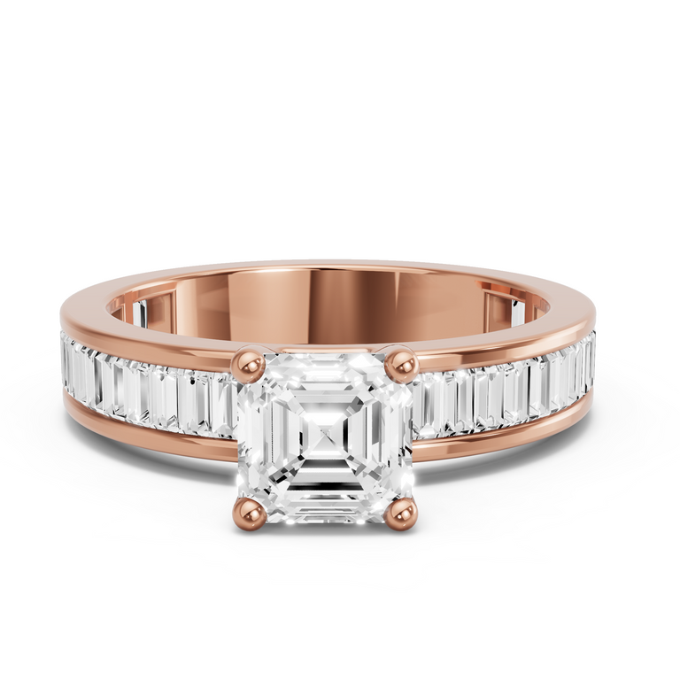 Image for Asscher Surprise diamond Ring with Baguette Channel band