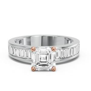 Image for Asscher Surprise diamond Ring with Baguette Channel band