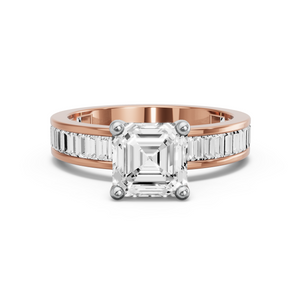 Image for Asscher Surprise diamond Ring with Baguette Channel band