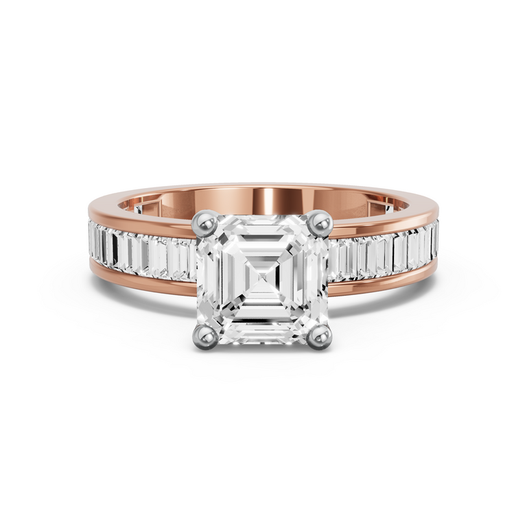 Image for Asscher Surprise diamond Ring with Baguette Channel band