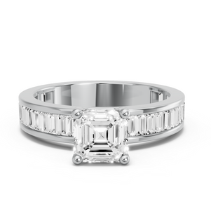 Image for Asscher Surprise diamond Ring with Baguette Channel band