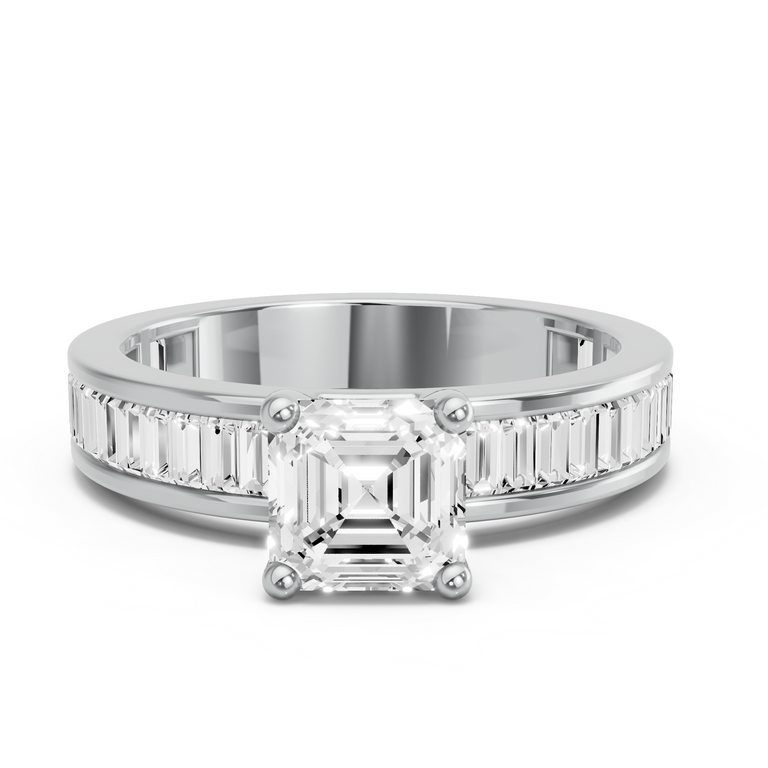 Image for Asscher Surprise diamond Ring with Baguette Channel band