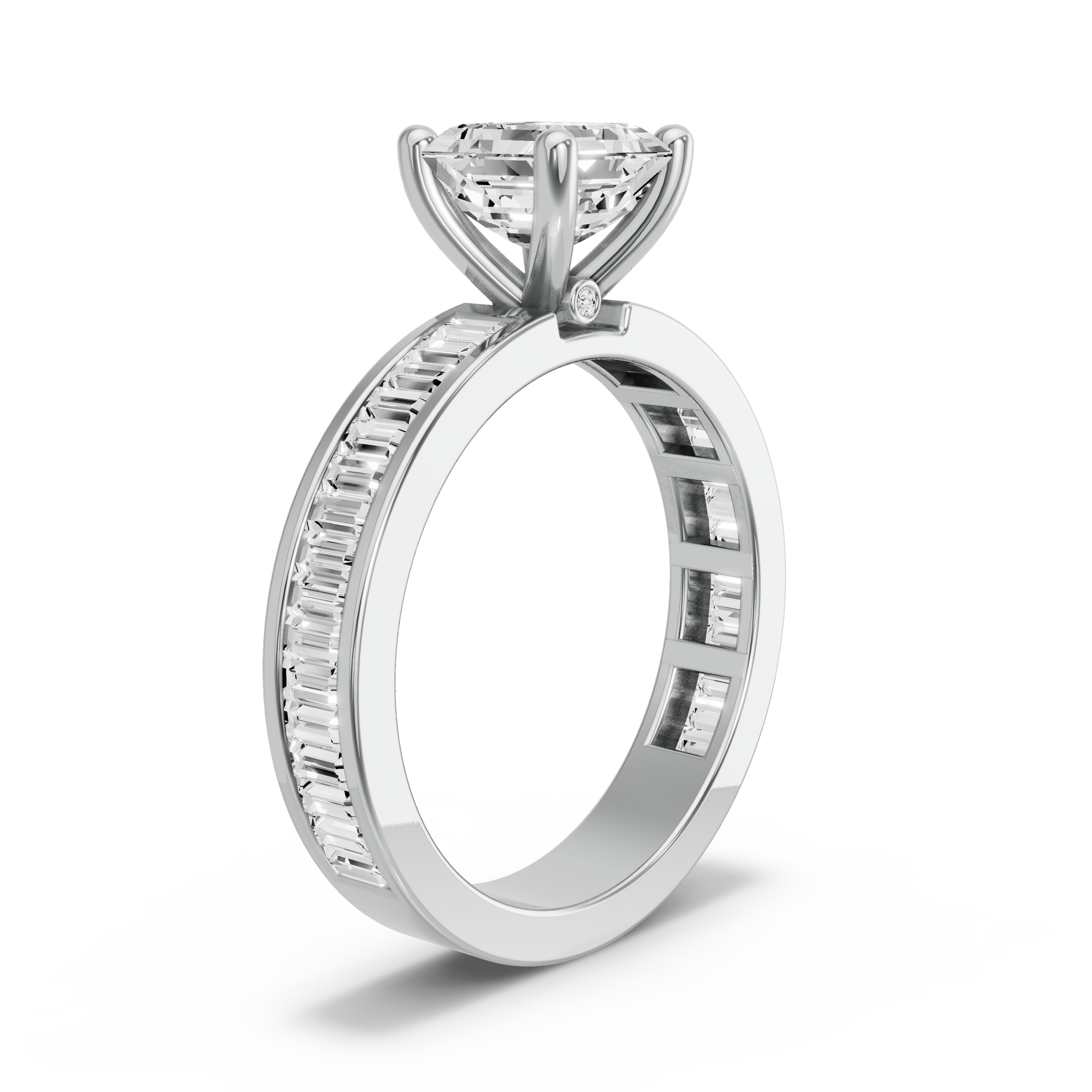Image for Asscher Surprise diamond Ring with Alternating Marquise band in 950 Platinum